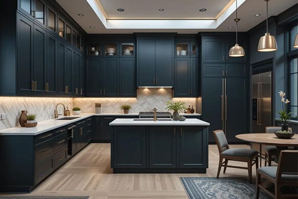 Stylish kitchen cabinet installation